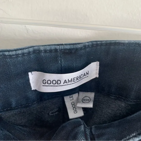 NWT Good American Good Legs Dark Wash Distressed High Rise Skinny Jeans