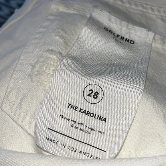 NWT GRLFRND Karolina White Distressed Denim Jeans