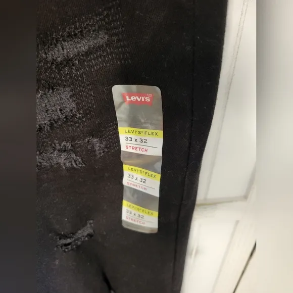 NWT Levi's 511 Flex Stretch Slim Mid Rise Black Distressed Jeans 33x32