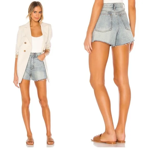 NWT WeWoreWhat Denim High rise shorts light wash size 25 raw hem women's