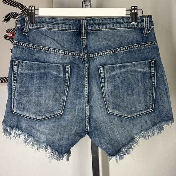 One Teaspoon denim raw hem shorts size 29