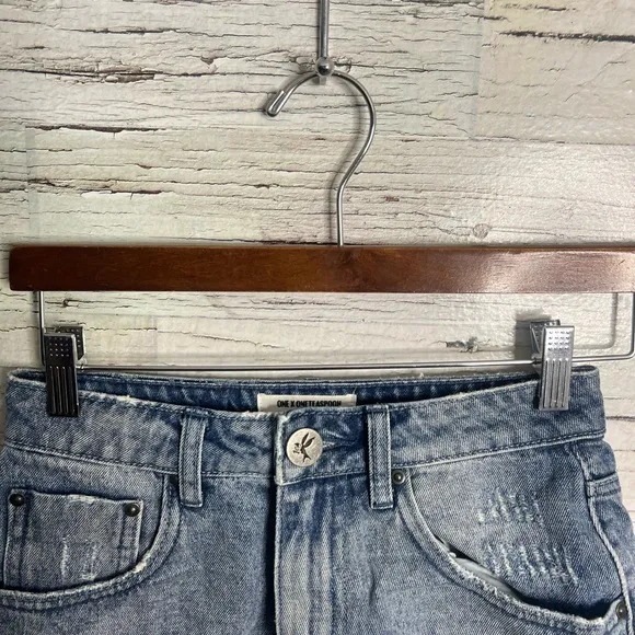 One Teaspoon High Waist Bandits Cut Off Denim Shorts 25 Jean 100% Cotton