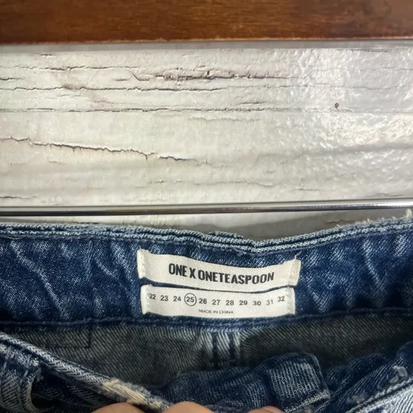 One Teaspoon High Waist Bandits Cut Off Denim Shorts 25 Jean 100% Cotton