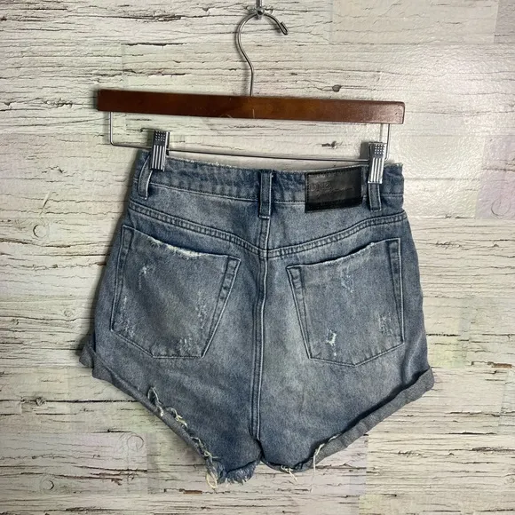 One Teaspoon High Waist Bandits Cut Off Denim Shorts 25 Jean 100% Cotton