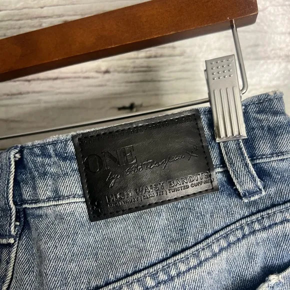 One Teaspoon High Waist Bandits Cut Off Denim Shorts 25 Jean 100% Cotton