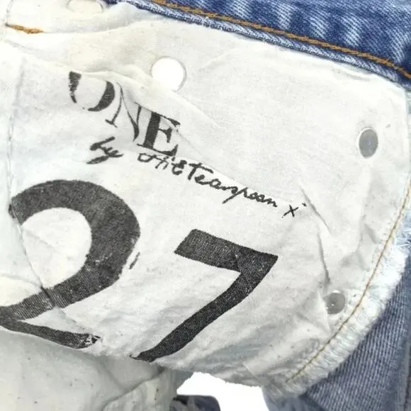 One Teaspoon Women’s Size 27 Chargers Distressed Denim Shorts Relaxed Fit