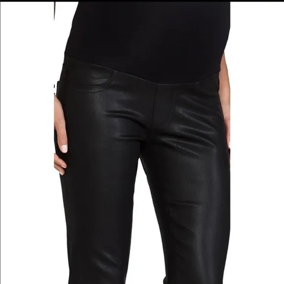 Paige Denim Black Wax Coated Maternity Jeans Sz 30