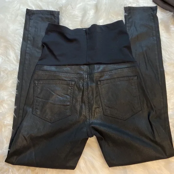 Paige Denim Black Wax Coated Maternity Jeans Sz 30