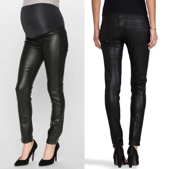 Paige Denim Black Wax Coated Maternity Jeans Sz 30