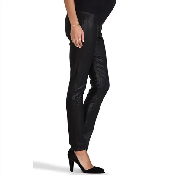 Paige Denim Black Wax Coated Maternity Jeans Sz 30