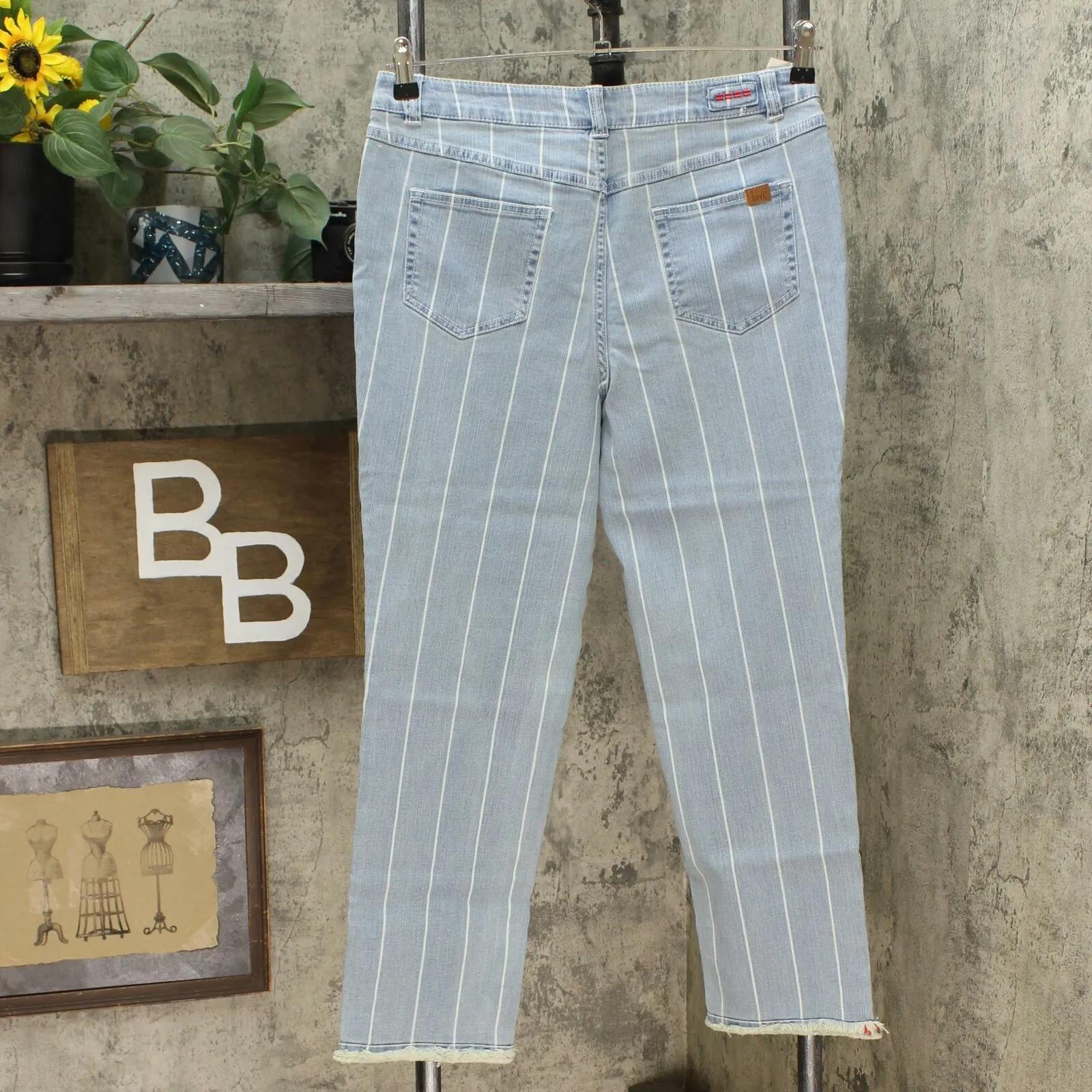 Peace Love World Women's Mia Striped Tapered Leg Jeans