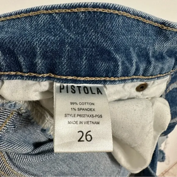 Pistola Distressed High Rise Denim Shorts