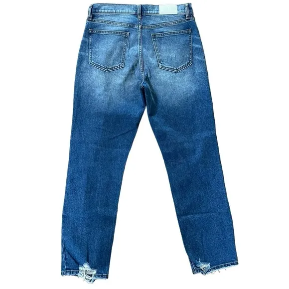 Pistola Distressed High Waisted Hidden Button Fly Ankle Denim Jeans Size 27
