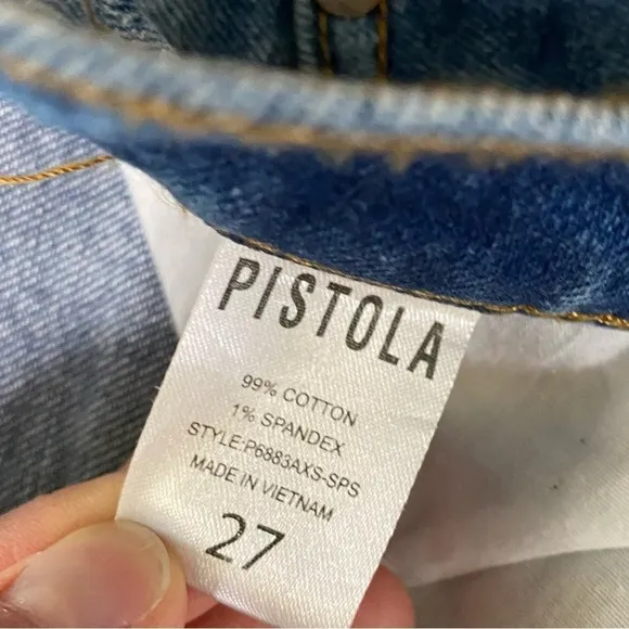 Pistola Distressed High Waisted Hidden Button Fly Ankle Denim Jeans Size 27