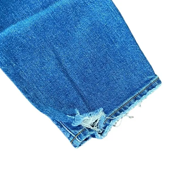 Pistola Distressed High Waisted Hidden Button Fly Ankle Denim Jeans Size 27