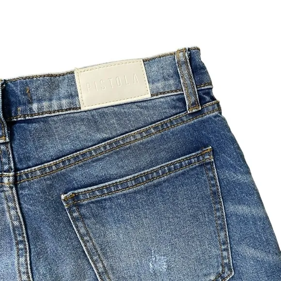 Pistola Distressed High Waisted Hidden Button Fly Ankle Denim Jeans Size 27