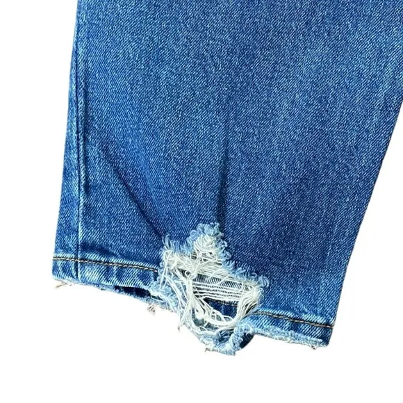 Pistola Distressed High Waisted Hidden Button Fly Ankle Denim Jeans Size 27