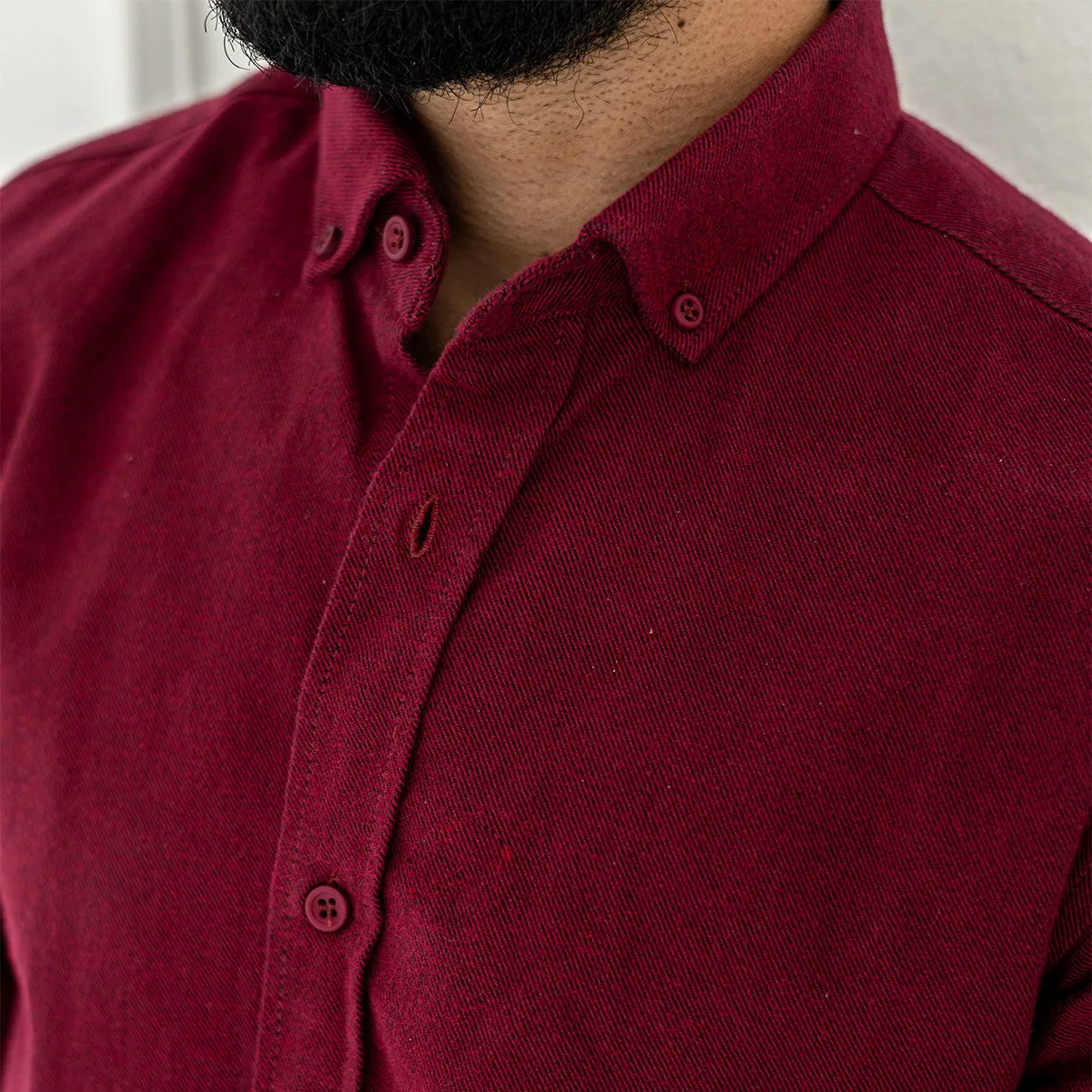 Plain Wool Shirt. Maroon