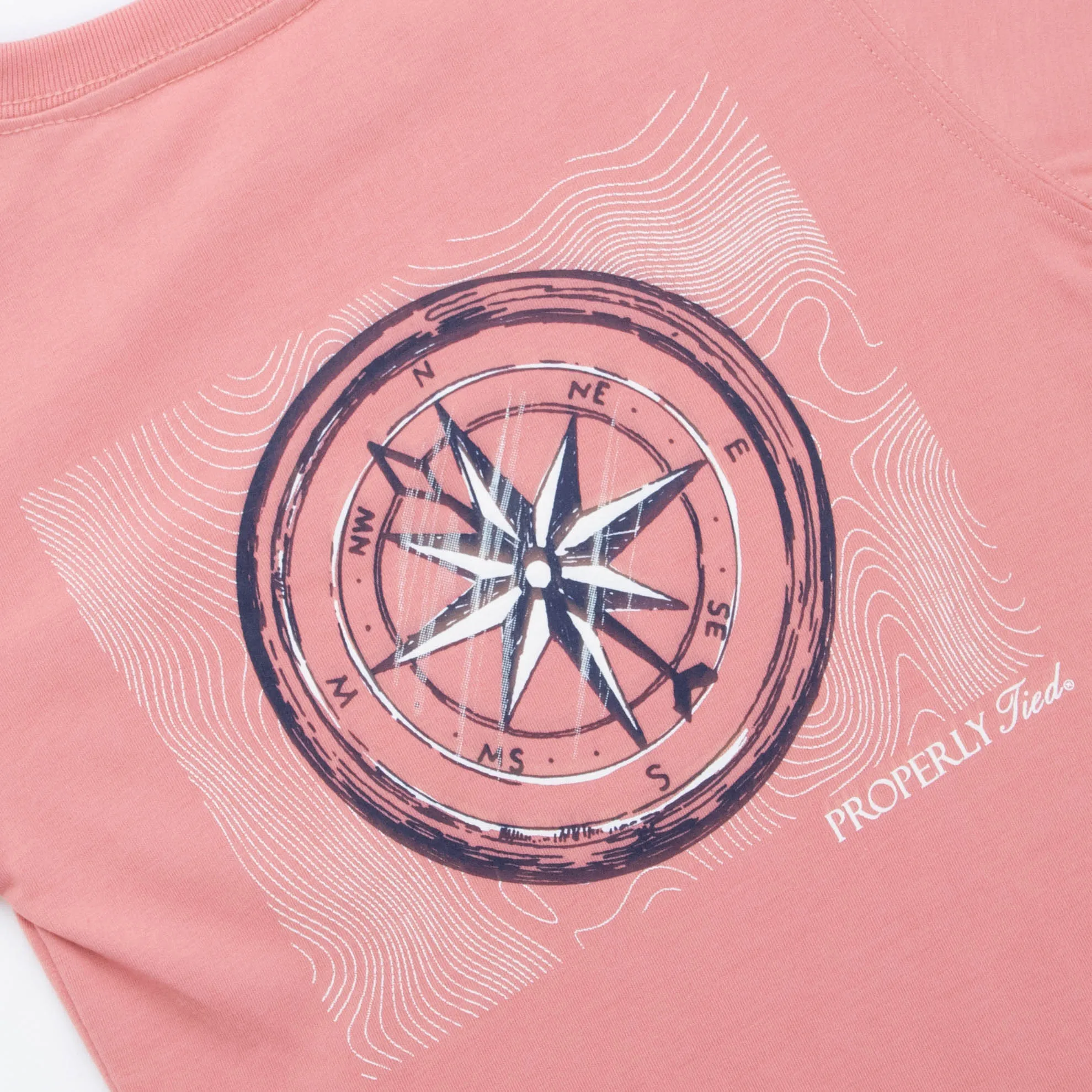 Properly Tied Compass Long Sleeve Shirt, Salmon