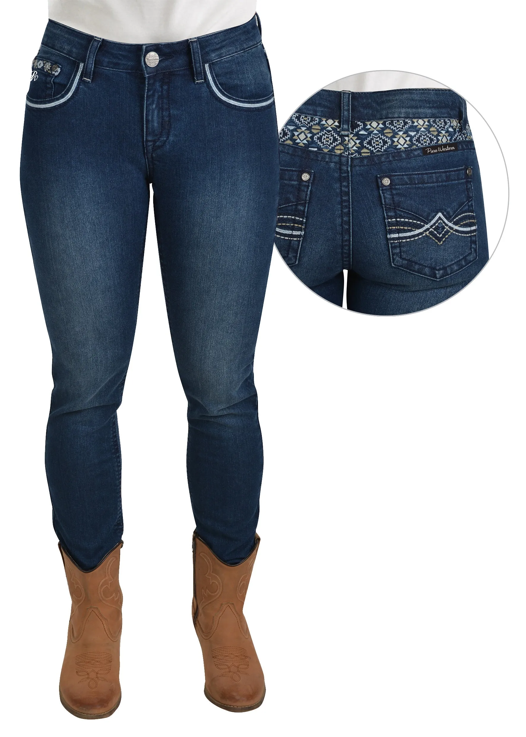 Pure Western Melinda Skinny Ladies Jean Old Indigo