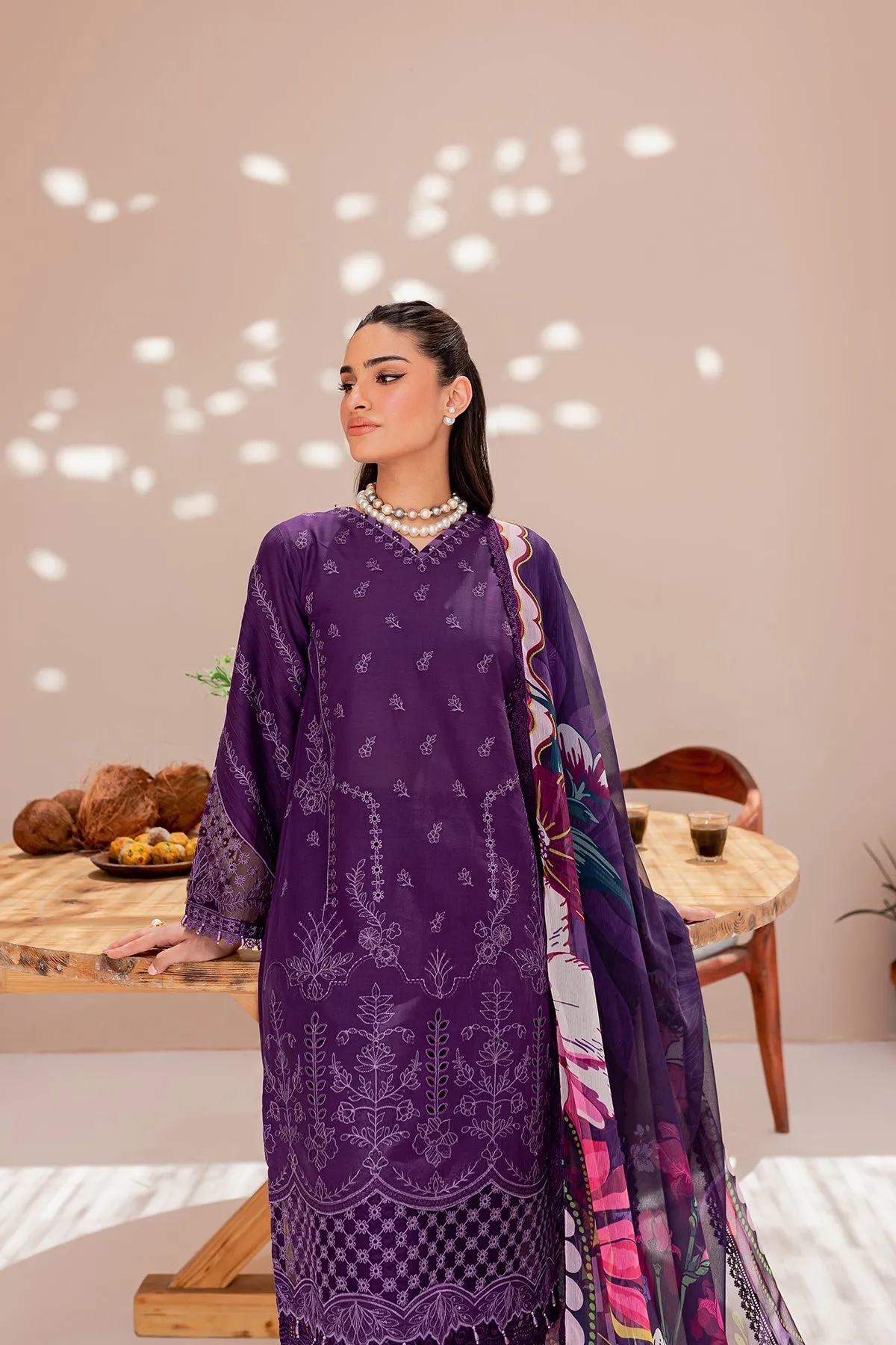 Purple Aura| Farasha Mehak Festive Lawn SS 23 | Unstitched Embroidered Collection