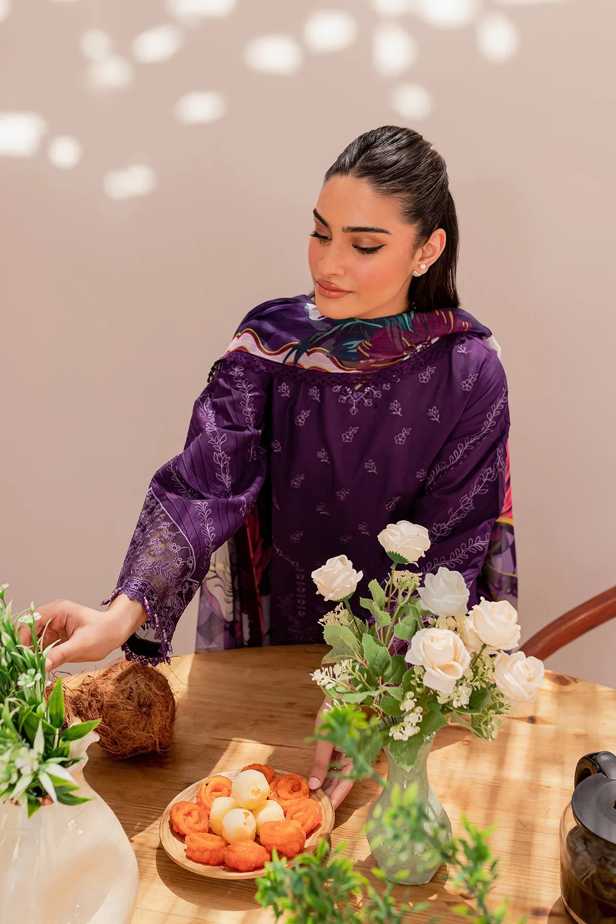 Purple Aura| Farasha Mehak Festive Lawn SS 23 | Unstitched Embroidered Collection