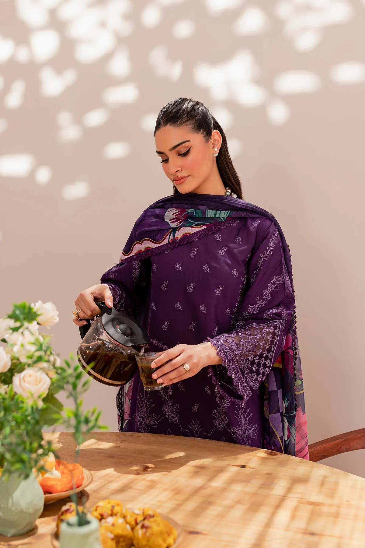 Purple Aura| Farasha Mehak Festive Lawn SS 23 | Unstitched Embroidered Collection
