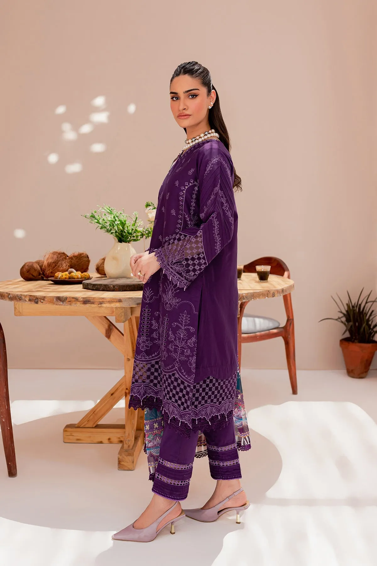 Purple Aura| Farasha Mehak Festive Lawn SS 23 | Unstitched Embroidered Collection
