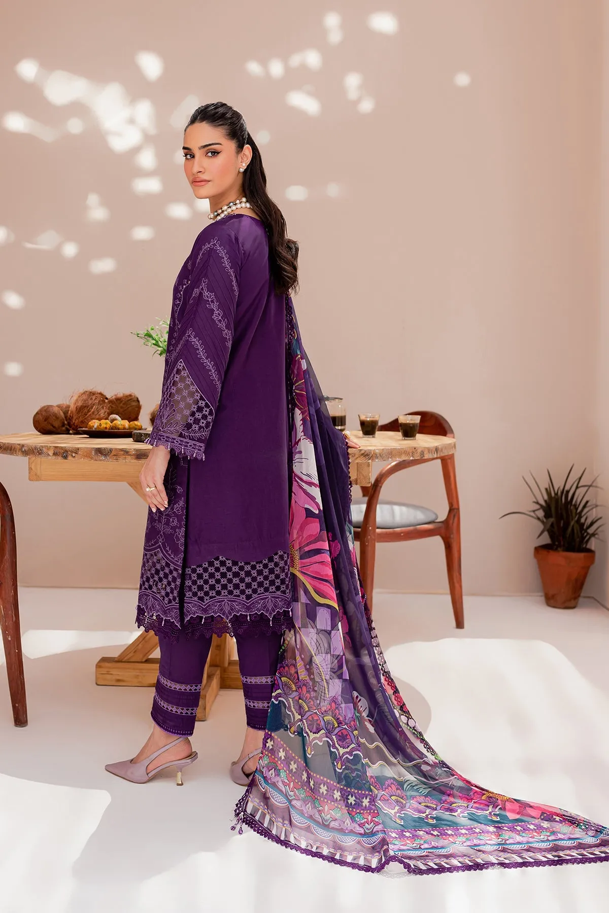 Purple Aura| Farasha Mehak Festive Lawn SS 23 | Unstitched Embroidered Collection