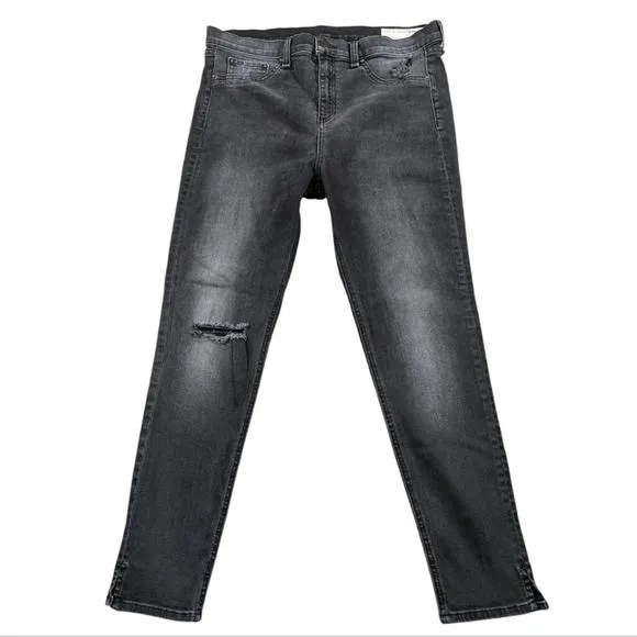 Rag &amp; Bone 10' Capri Distressed Steele $215 Size 32   J1343