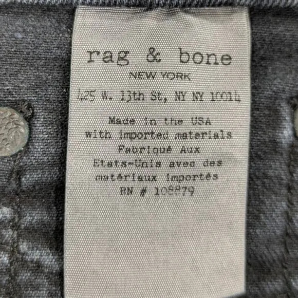 Rag &amp; Bone 10' Capri Distressed Steele $215 Size 32   J1343