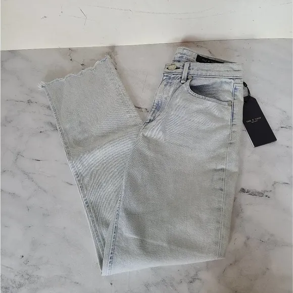 Rag &amp; Bone Midrise Ankle Cigarette Distressed Light Washed Jeans 26 NWT