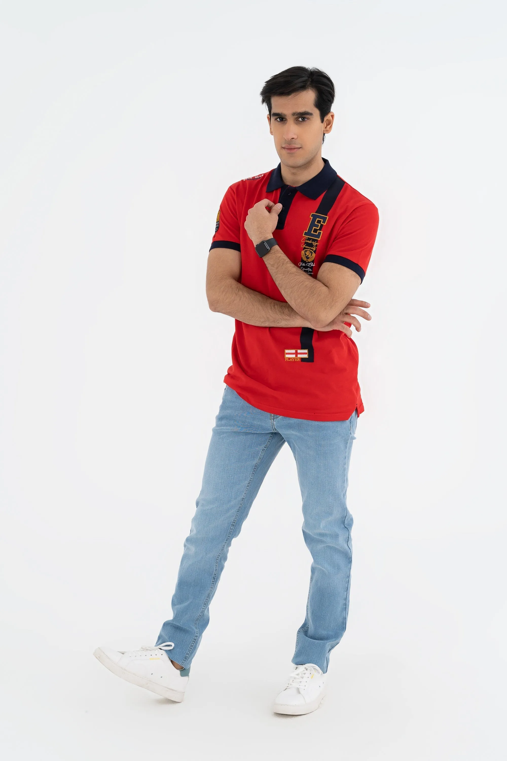 Red and Blue Polo Shirt