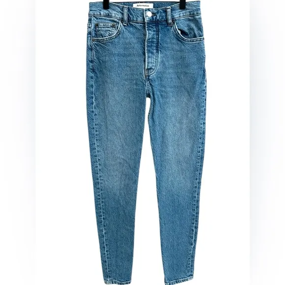 Reformation Jeans Women’s Button Fly Light Stone Maya Wash Skinny Straight Leg