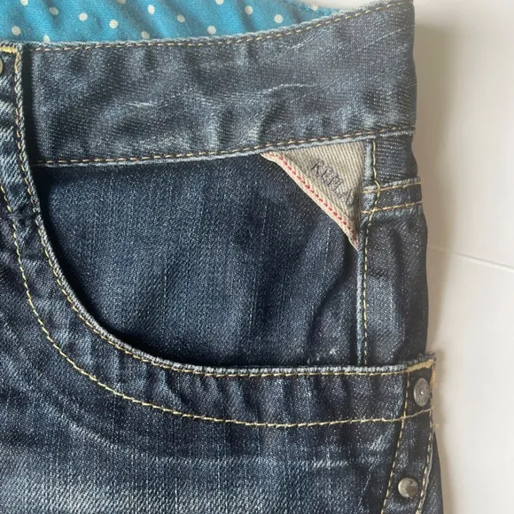 Replay Jean Denim Studded Women's Dark Wash Casual Cowgirl Shorts 27