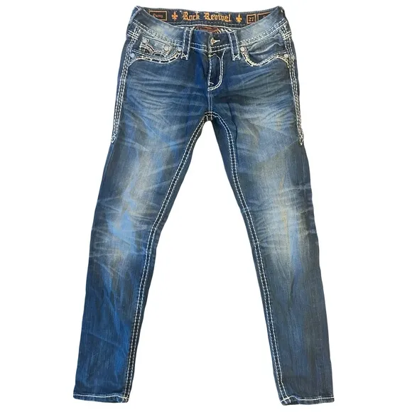 Rock Revival Daray Skinny Jeans Bling Pockets Size 27