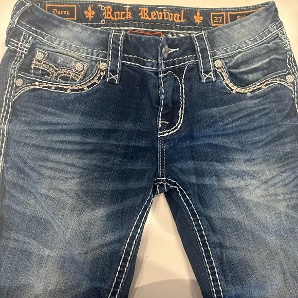 Rock Revival Daray Skinny Jeans Bling Pockets Size 27