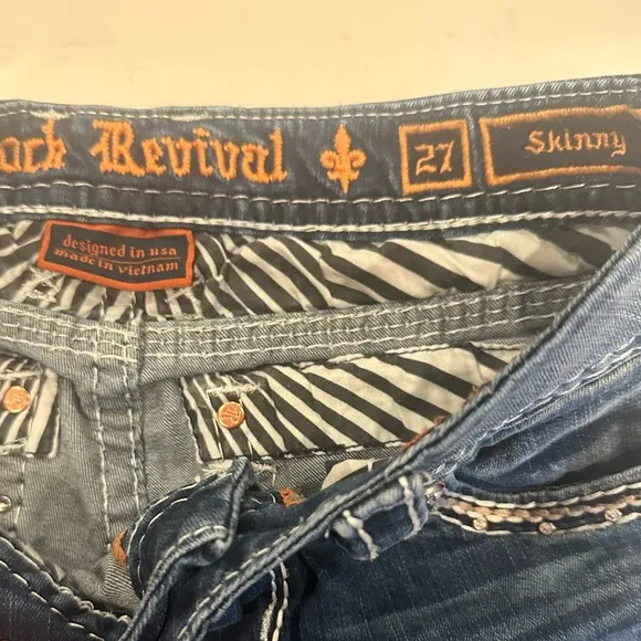 Rock Revival Daray Skinny Jeans Bling Pockets Size 27