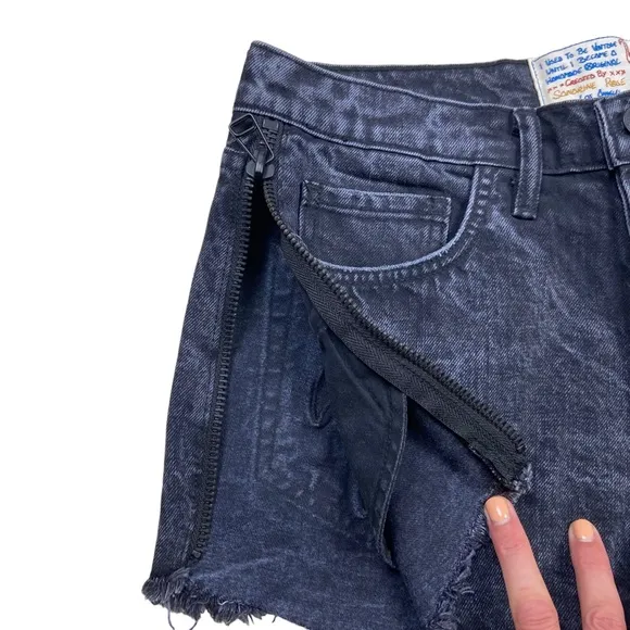 Sandrine Rose Jean Shorts The Doll Bourbon Zip Side Flamingo Denim Black 27