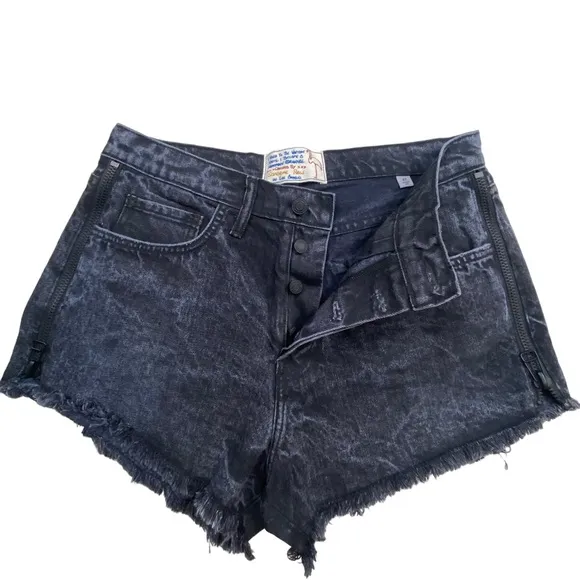 Sandrine Rose Jean Shorts The Doll Bourbon Zip Side Flamingo Denim Black 27