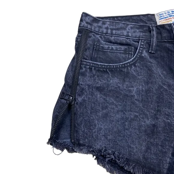 Sandrine Rose Jean Shorts The Doll Bourbon Zip Side Flamingo Denim Black 27