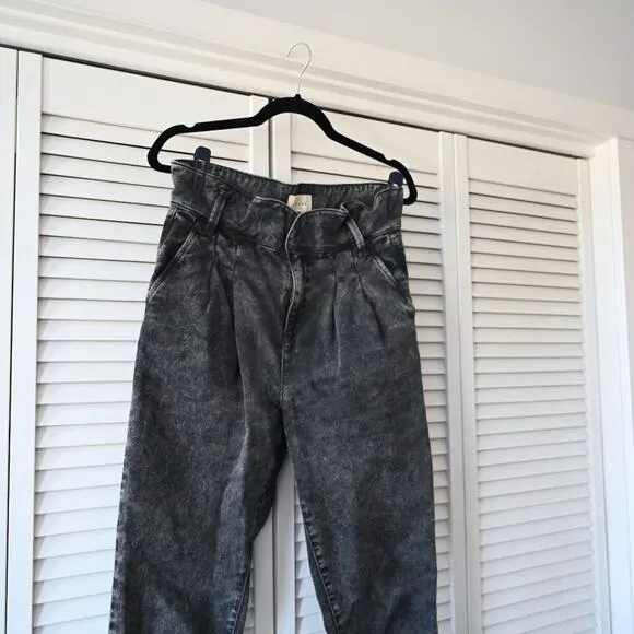 Sezane Size 36 Paperbag Waist Distressed Black Jeans | Size 36 US4