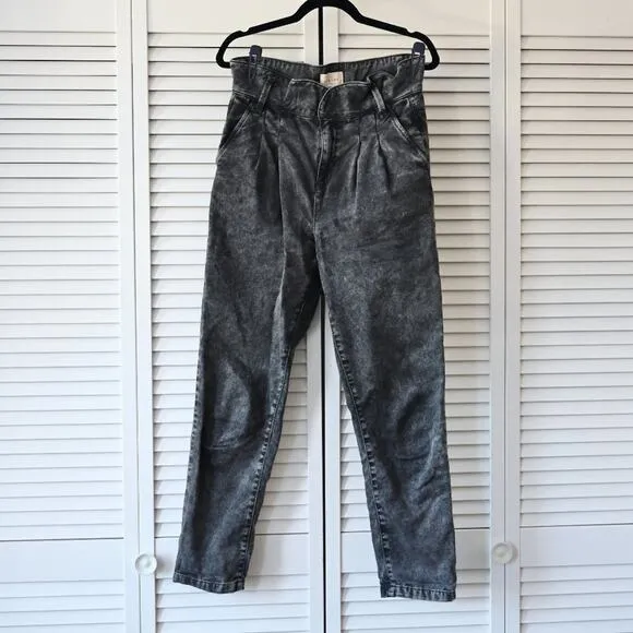 Sezane Size 36 Paperbag Waist Distressed Black Jeans | Size 36 US4