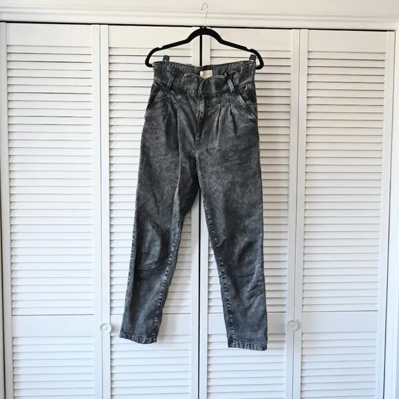 Sezane Size 36 Paperbag Waist Distressed Black Jeans | Size 36 US4