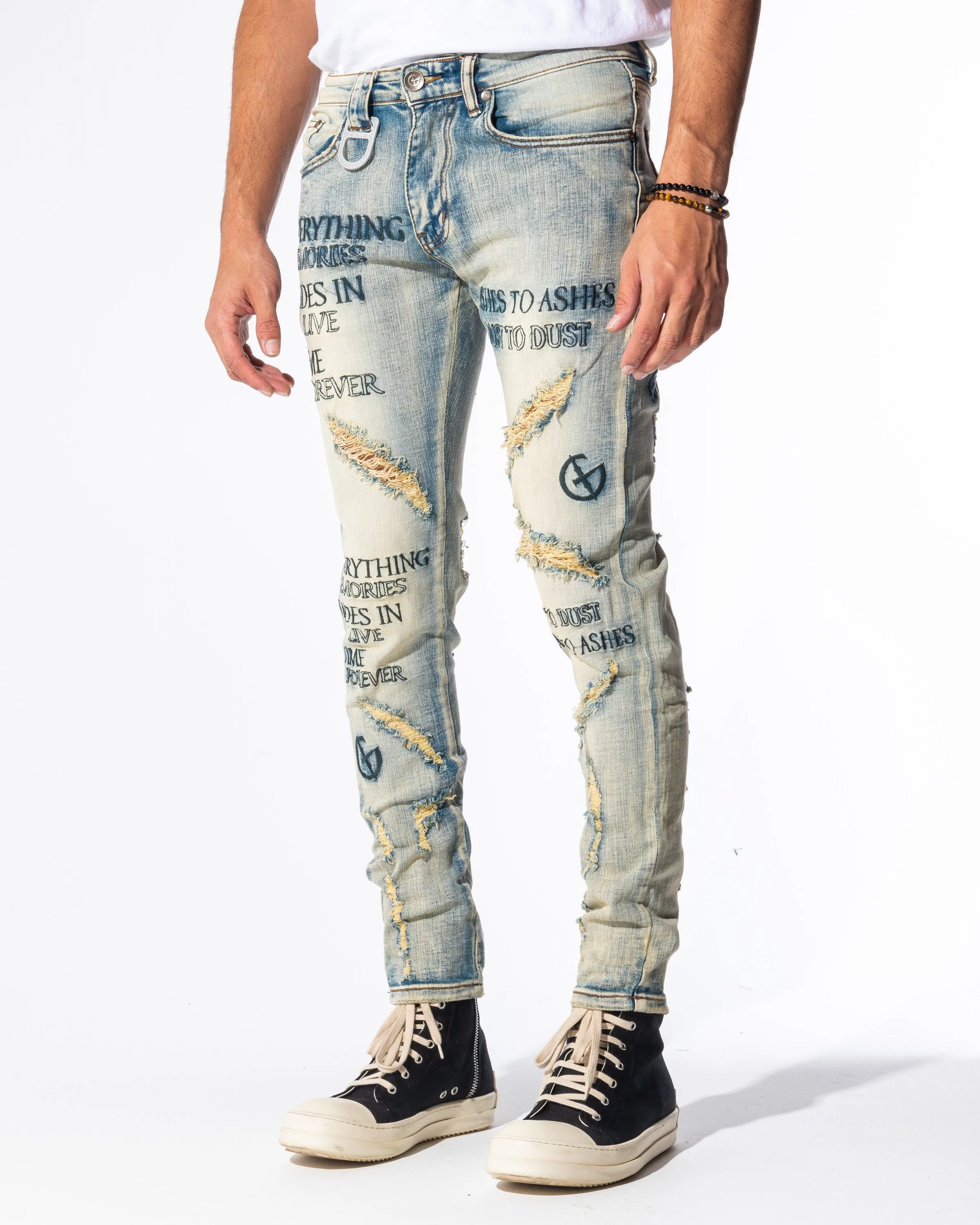 SHREDDED DENIM (STONE WASH/RIP N REPAIR)