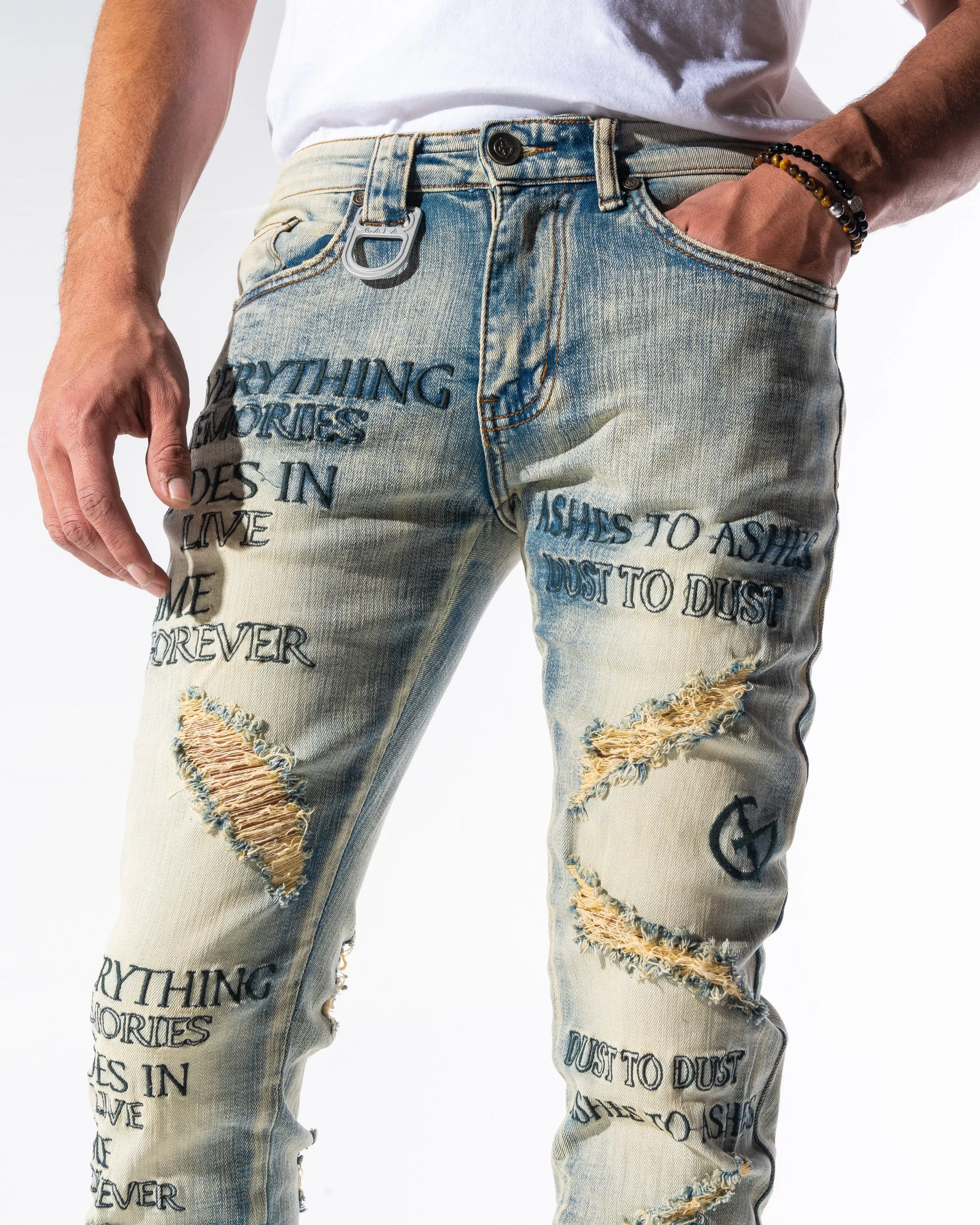 SHREDDED DENIM (STONE WASH/RIP N REPAIR)