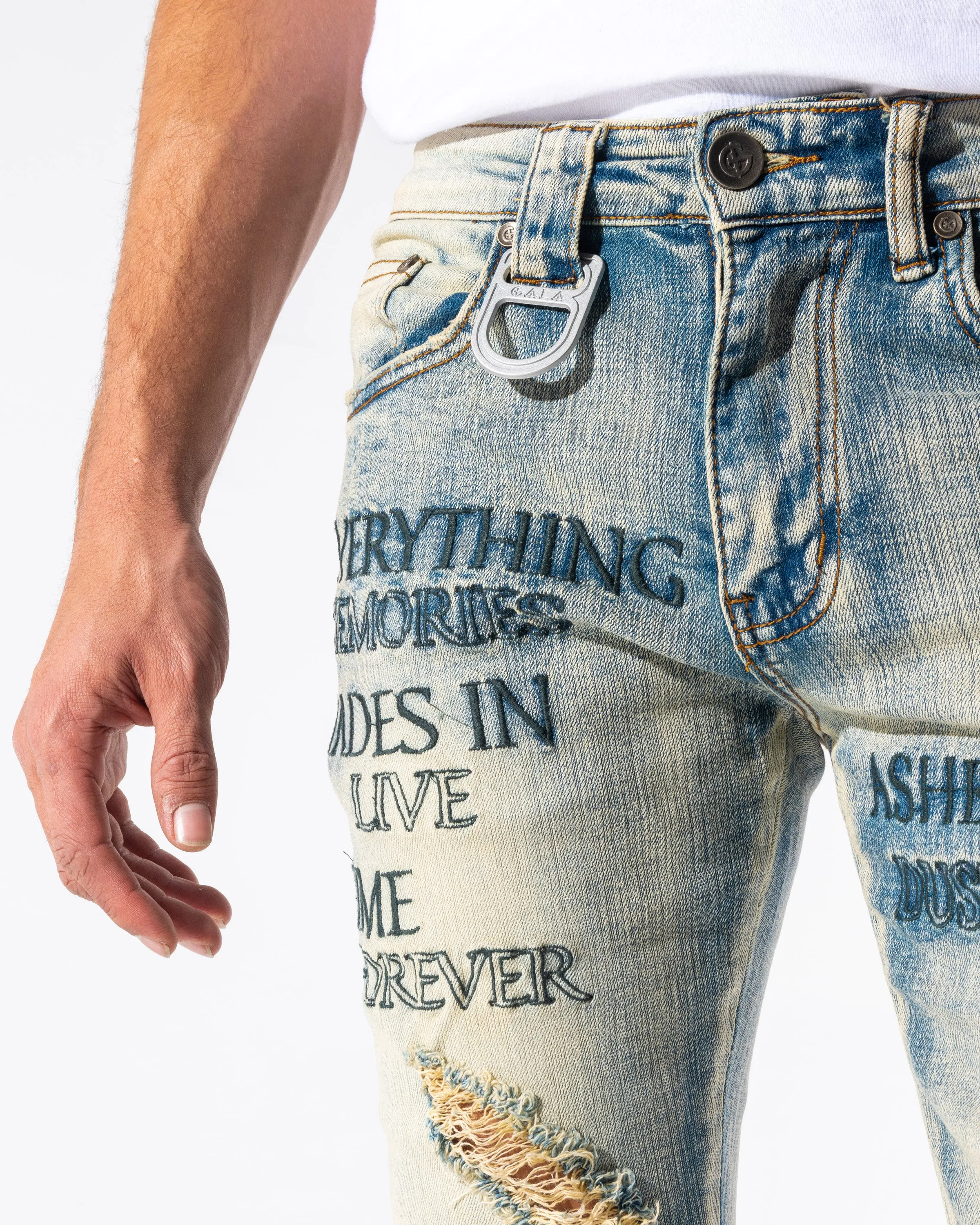 SHREDDED DENIM (STONE WASH/RIP N REPAIR)