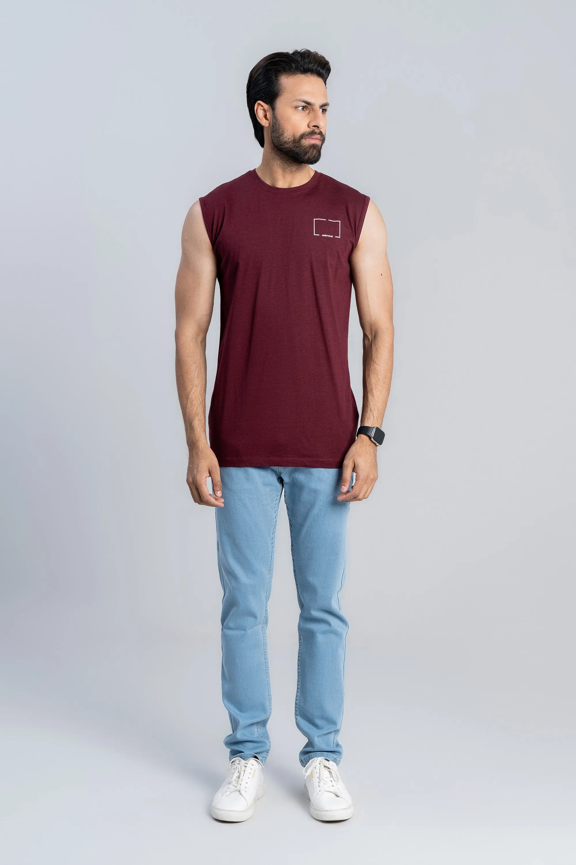 Sleeveless Maroon T-Shirt