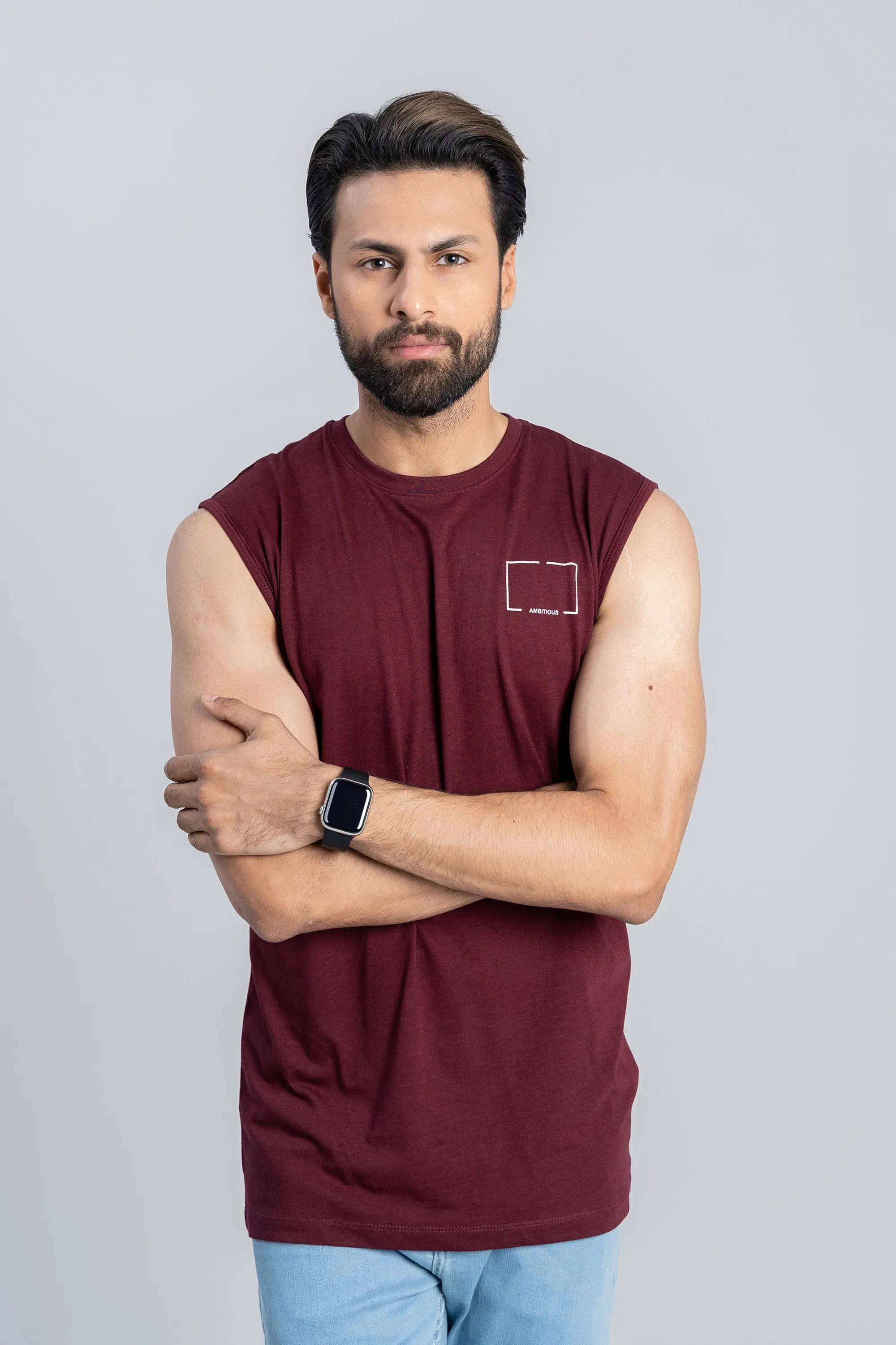 Sleeveless Maroon T-Shirt