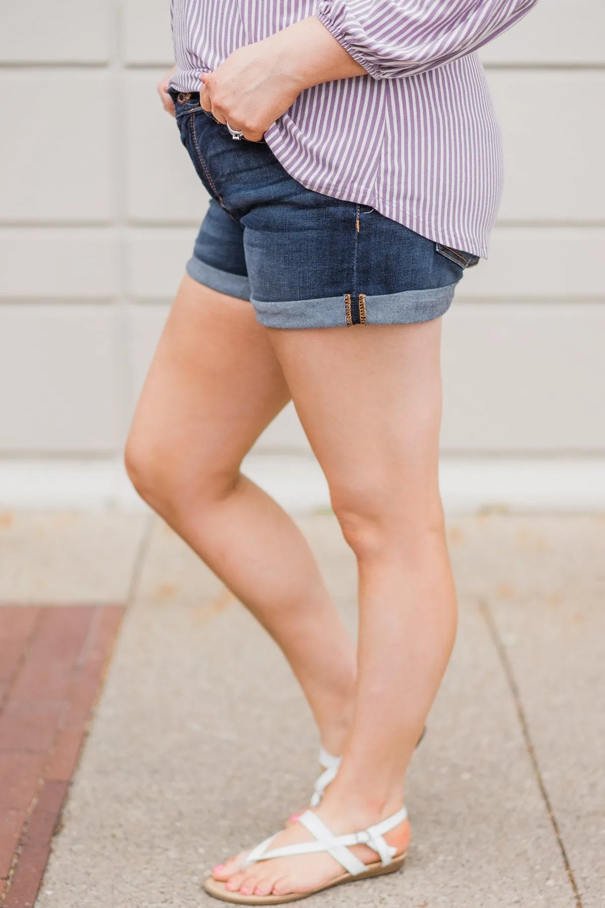 Sneak Peek Shorts- Leah Dark Wash